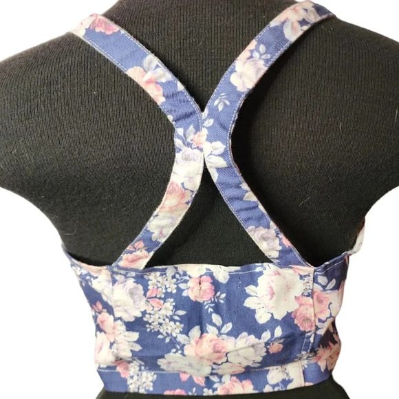 Nollie Floral Print Denim Bustier Large Festval Girlhoodcore boho Cowgirl Indie - Picture 4 of 12
